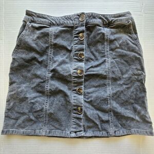 Maurices Gray Corduroy Short Skirt, Button Front Women’s Size 6